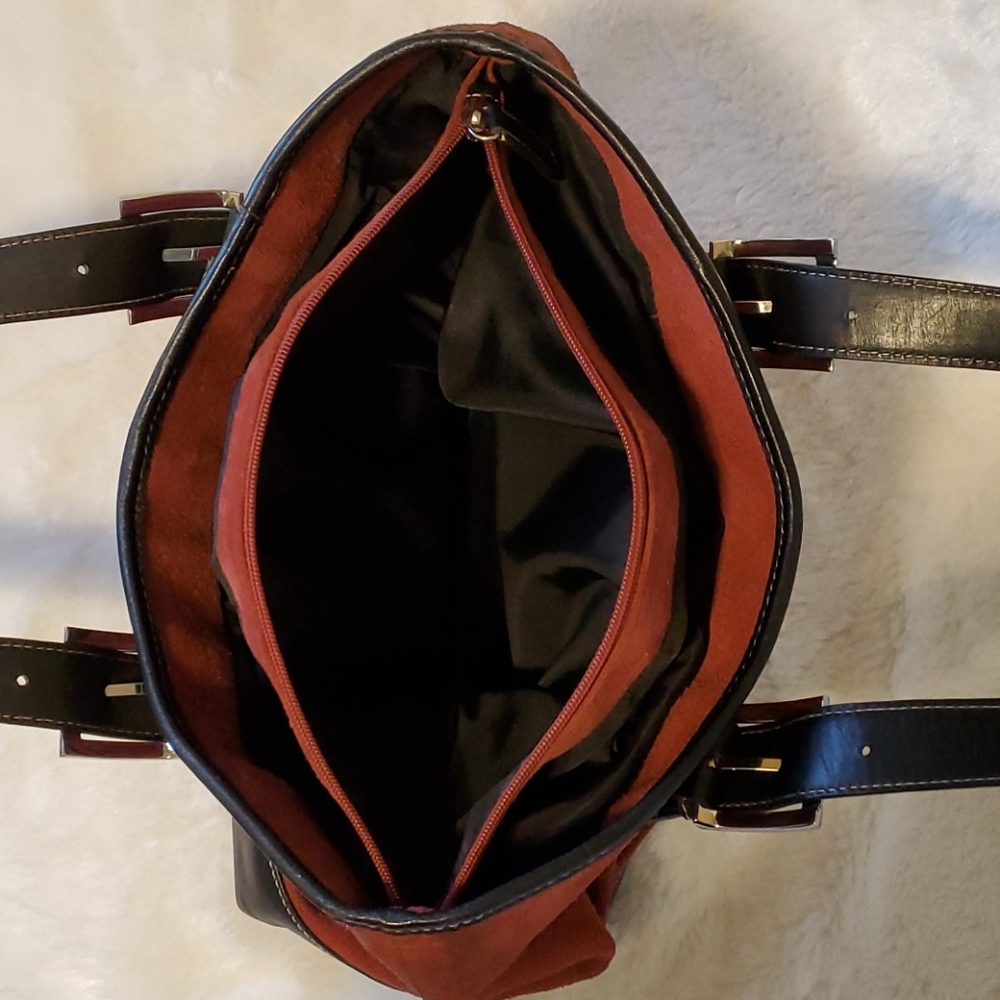 Preston & York Rust Suede & Leather Handbag - Picture 8 of 12